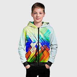 Толстовка на молнии детская Неоновая абстракция стекло, цвет: 3D-черный — фото 2