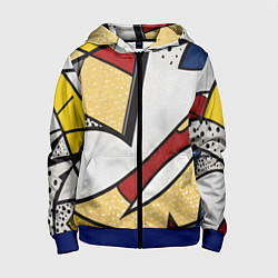 Толстовка на молнии детская Абстракция в стиле поп-арт, цвет: 3D-синий