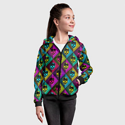 Толстовка на молнии детская Черепа в ромбах, цвет: 3D-черный — фото 2
