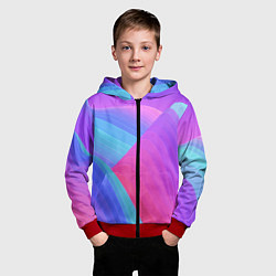 Толстовка на молнии детская Неоновая геометрия полосы, цвет: 3D-красный — фото 2