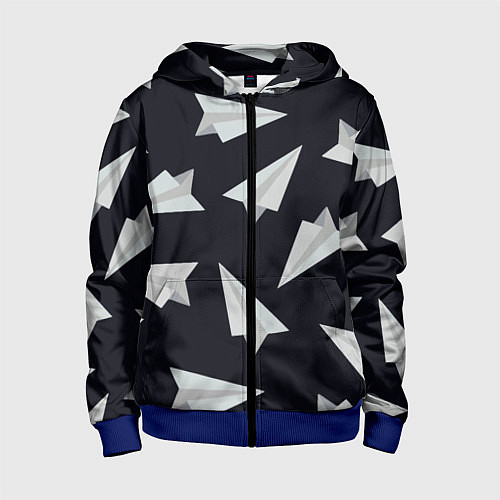 Детская толстовка на молнии Белый бумажный самолётик - Телеграм / 3D-Синий – фото 1