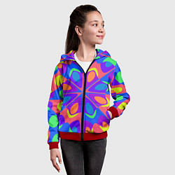 Толстовка на молнии детская Оптический узор красочная мозаика, цвет: 3D-красный — фото 2