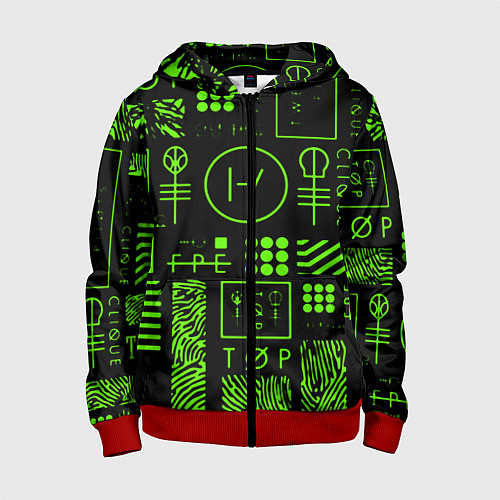 Детская толстовка на молнии Twenty one pilots neon / 3D-Красный – фото 1