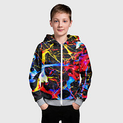 Толстовка на молнии детская Неоновые брызги красок, цвет: 3D-меланж — фото 2