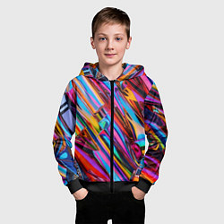 Толстовка на молнии детская Разноцветная фольга, цвет: 3D-черный — фото 2