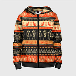 Толстовка на молнии детская Египетский паттерн, цвет: 3D-черный