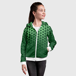 Толстовка на молнии детская Геометрический градиент - зелёно-салатовый, цвет: 3D-белый — фото 2