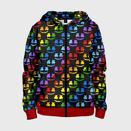 Детская толстовка на молнии Marshmello pattern neon / 3D-Красный – фото 1
