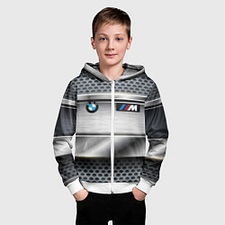 Толстовка на молнии детская BMW metal texture, цвет: 3D-белый — фото 2