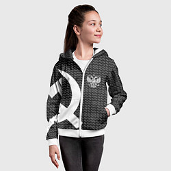 Толстовка на молнии детская Герб РФ паттерн стиль ссср, цвет: 3D-белый — фото 2