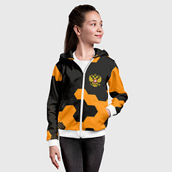 Толстовка на молнии детская Герф РФ соты броня, цвет: 3D-белый — фото 2