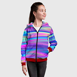 Толстовка на молнии детская Неоновые полосы градиент, цвет: 3D-красный — фото 2