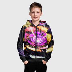 Толстовка на молнии детская Оптический узор цветок, цвет: 3D-черный — фото 2