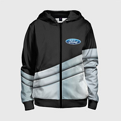 Толстовка на молнии детская FORD metal texture, цвет: 3D-черный
