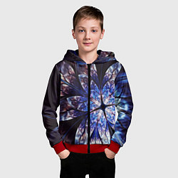Толстовка на молнии детская Фрактальный узора стекло, цвет: 3D-красный — фото 2