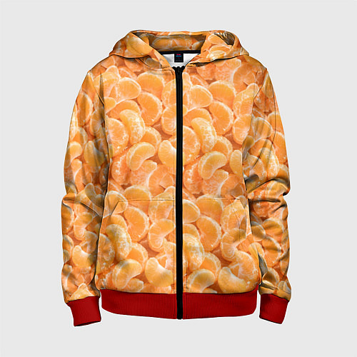Детская толстовка на молнии Паттерн дольки мандарин / 3D-Красный – фото 1