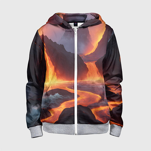 Детская толстовка на молнии Текущая лава / 3D-Меланж – фото 1