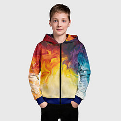 Толстовка на молнии детская Подтеки масляных красок, цвет: 3D-синий — фото 2