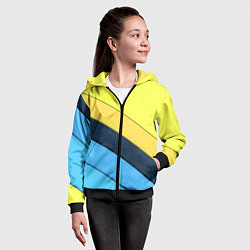 Толстовка на молнии детская Геометрия полосы спорт, цвет: 3D-черный — фото 2