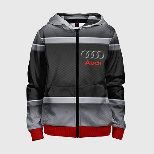 Детская толстовка на молнии Audi metal texture / 3D-Красный – фото 1