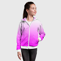 Толстовка на молнии детская Gradient color pink, цвет: 3D-белый — фото 2