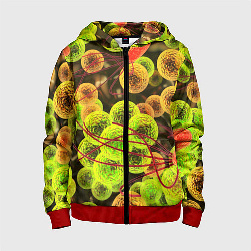 Детская толстовка на молнии Вирусы текстура / 3D-Красный – фото 1