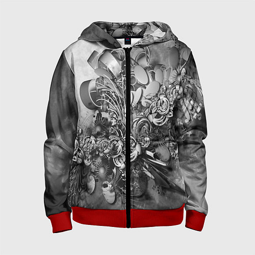 Детская толстовка на молнии Абстракция оптический узор / 3D-Красный – фото 1