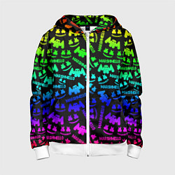 Толстовка на молнии детская Marshmello neon steel pattern, цвет: 3D-белый