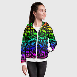 Толстовка на молнии детская Marshmello neon steel pattern, цвет: 3D-белый — фото 2