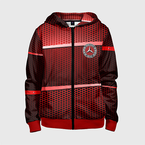 Детская толстовка на молнии BMW metal texture / 3D-Красный – фото 1