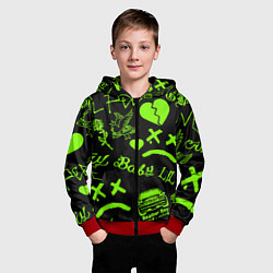 Толстовка на молнии детская Lil Peep кислота, цвет: 3D-красный — фото 2
