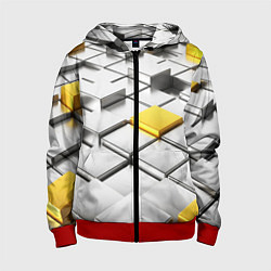 Толстовка на молнии детская Оптические кубы текстура, цвет: 3D-красный