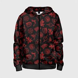 Толстовка на молнии детская Houses logo pattern Game of Thrones, цвет: 3D-черный