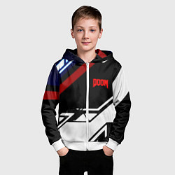 Толстовка на молнии детская Doom steel geometry, цвет: 3D-белый — фото 2