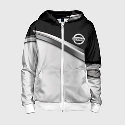 Толстовка на молнии детская Nissan logo auto, цвет: 3D-белый