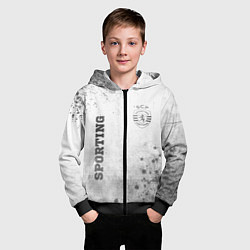 Толстовка на молнии детская Sporting - white gradient вертикально, цвет: 3D-черный — фото 2