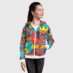 Толстовка на молнии детская Абстракция в стиле баския, цвет: 3D-белый — фото 2