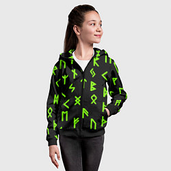Толстовка на молнии детская Славянская символика кислота, цвет: 3D-черный — фото 2