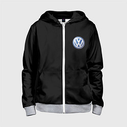 Толстовка на молнии детская Volkswagen logo auto, цвет: 3D-меланж