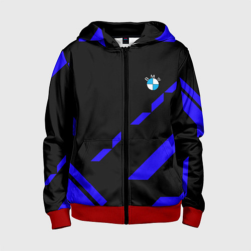 Детская толстовка на молнии BMW blue geometry / 3D-Красный – фото 1