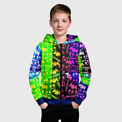 Толстовка на молнии детская Marshmello pattern neon steel, цвет: 3D-синий — фото 2