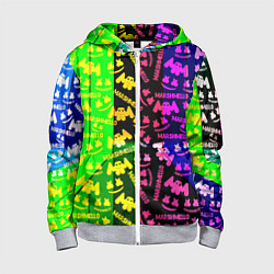 Толстовка на молнии детская Marshmello pattern neon steel, цвет: 3D-меланж