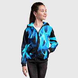 Толстовка на молнии детская Синий огонь текстура, цвет: 3D-черный — фото 2