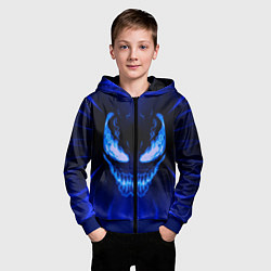 Толстовка на молнии детская Огненный Веном, цвет: 3D-синий — фото 2