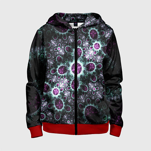 Детская толстовка на молнии Фрактальный узор геометрия / 3D-Красный – фото 1