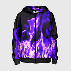 Толстовка на молнии детская Неоновый огненный стиль, цвет: 3D-черный