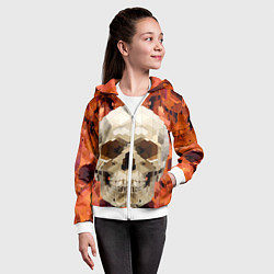 Толстовка на молнии детская Смеющийся череп паттерн, цвет: 3D-белый — фото 2