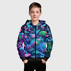 Толстовка на молнии детская Фантастическая абстрактная композиция - сюрреализм, цвет: 3D-черный — фото 2