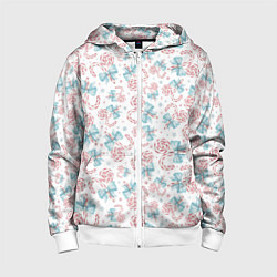 Толстовка на молнии детская Новогодние леденцы, цвет: 3D-белый