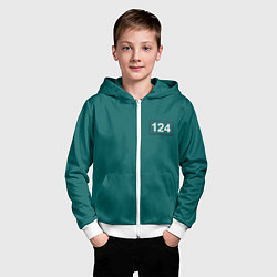 Толстовка на молнии детская Игрок 124 - Игра в кальмара, цвет: 3D-белый — фото 2